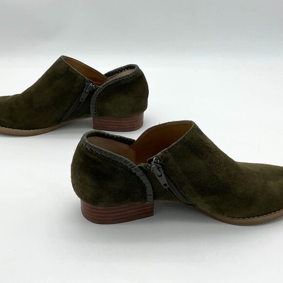 Jack Rogers Avery Olive Green Leather Suede Low Ankle Booties 7M - Picture 4 of 10